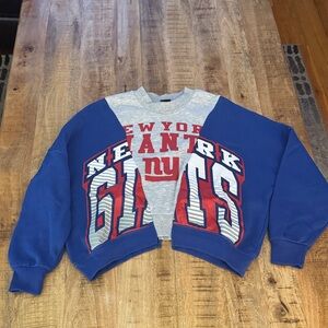 NFL New York Giants Crewneck SWEATER Sweatshirt - Blue & Gray upcycled look